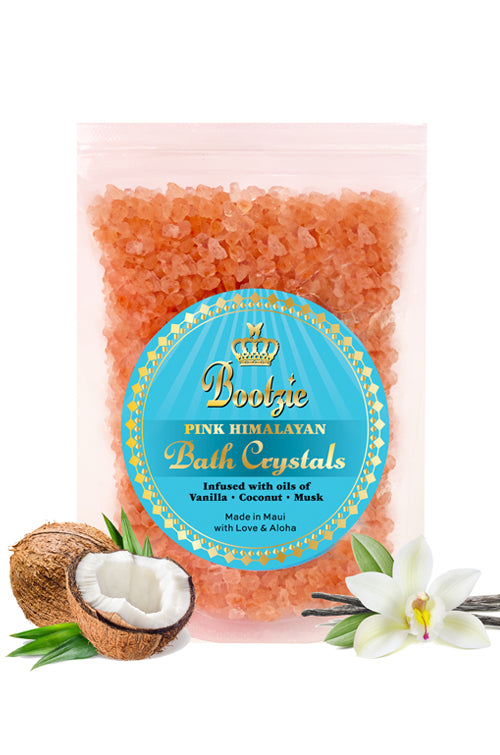 Pink Himalayan Bath Crystals Infused with Vanilla-Coconut-Musk - Bootzie 