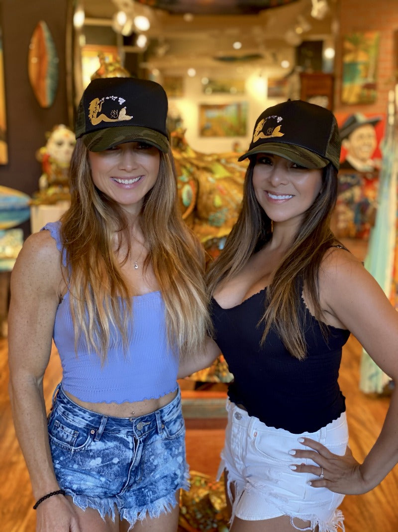 Mermaid Hat Camo W/ Swarovski Crystal Hawaiian Island chain - Bootzie 