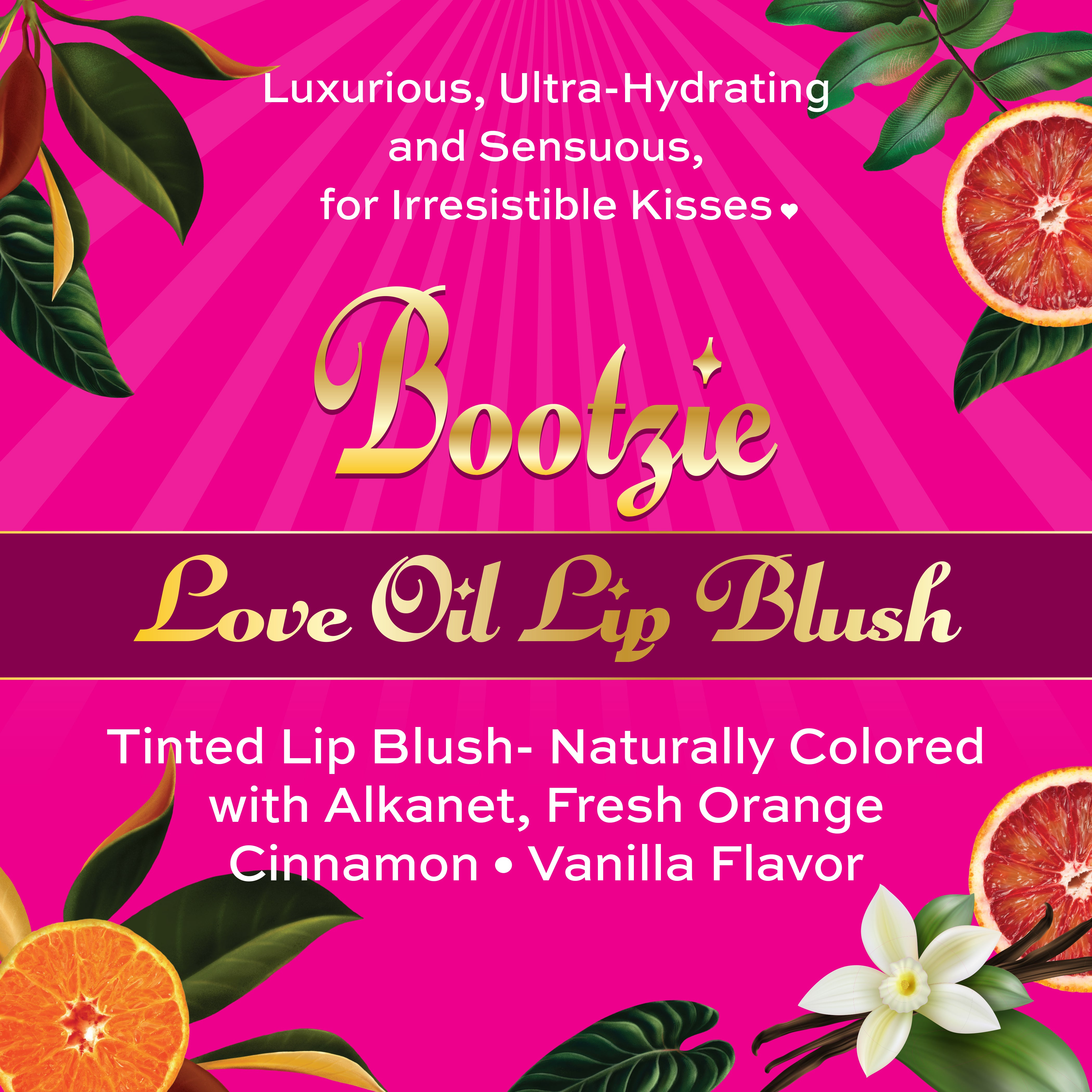 Bootzie - Love Oil Tinted Lip Blush- Naturally colored with alkanet, fresh orange/cinnamon/vanilla flavor - Bootzie 